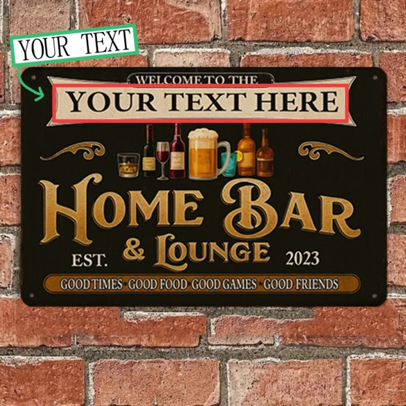 Metalowy szyld z własnym tekst – Home Bar Lounge recenzja i cena